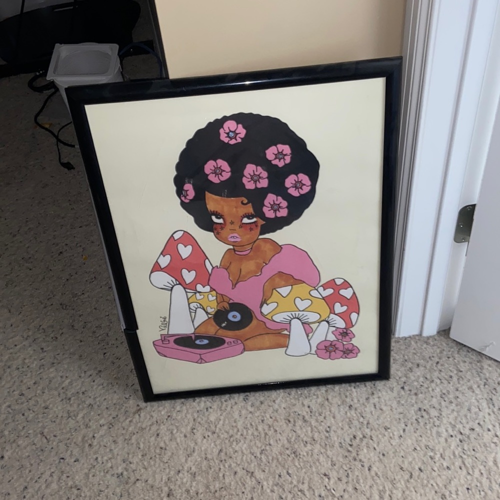 Afro Love 🍄🎶 Art Print with frame